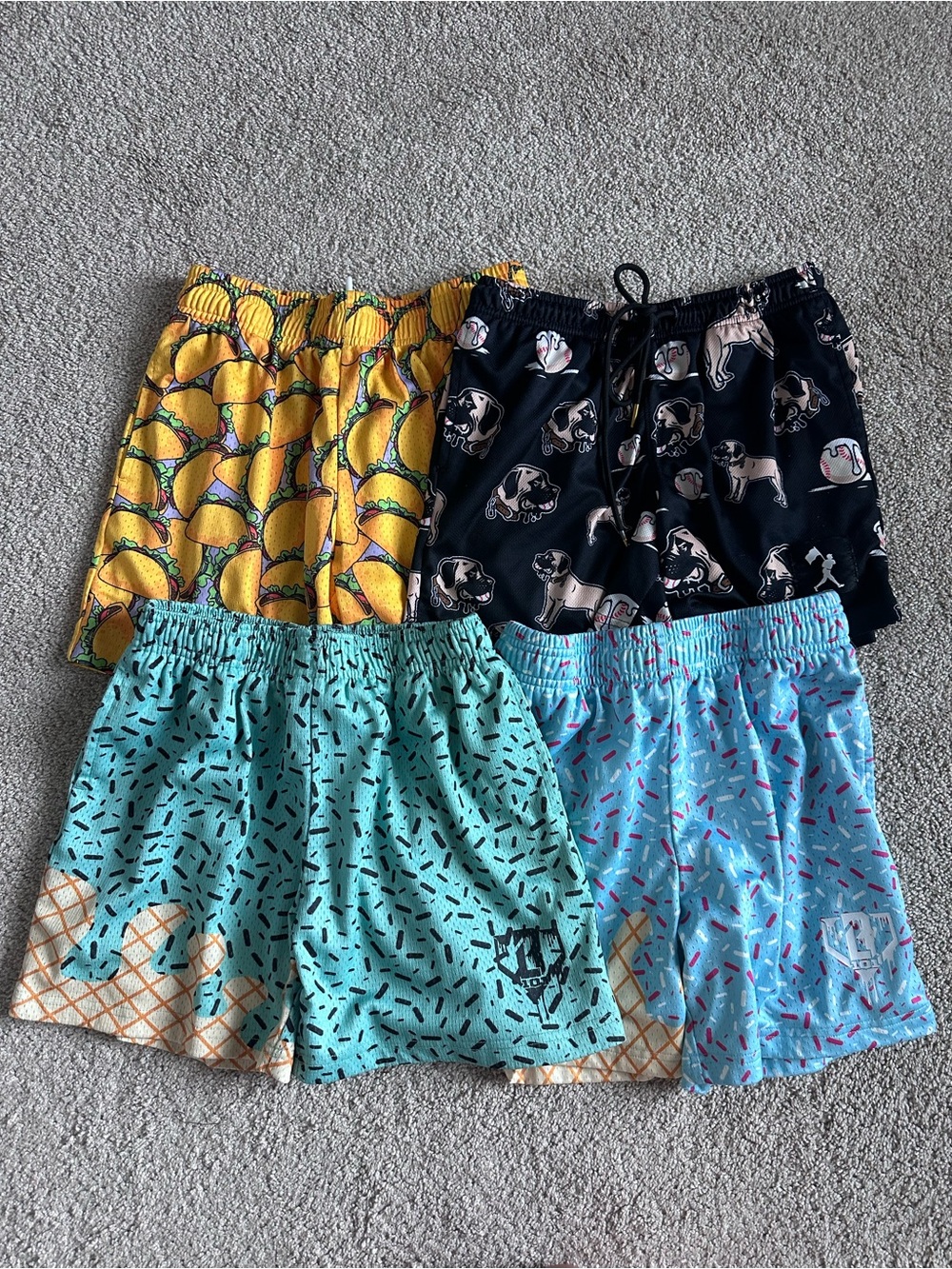 Lot Of 4 Baseball Lifestyle 101 Baseballism Shorts Ice Cream Drip Tacos Youth L